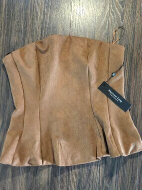 EMERSON LANG Contemporary Style Cinnamon Color Ultra Suede Strapless Top NWT/L
